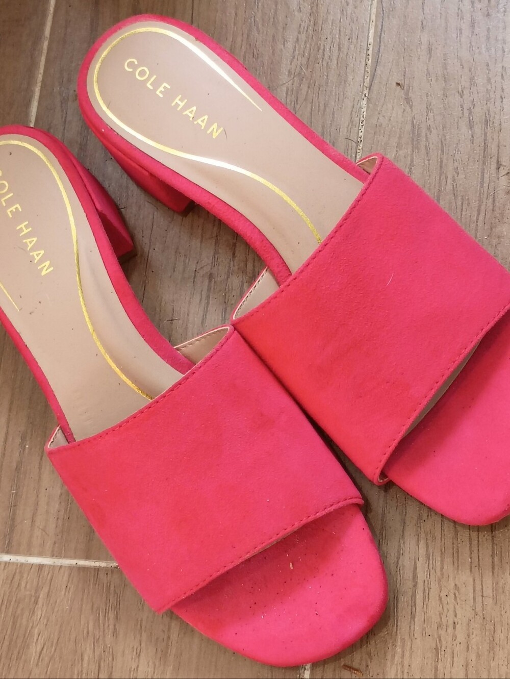 Cole Haan Calli Block Heel Slide in Geranium Suede 8.5 - Picture 3 of 6